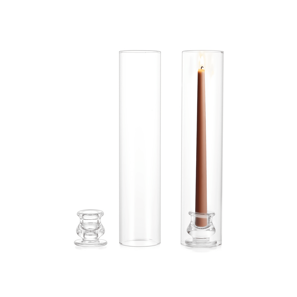 Candle Holder Set - Set Of 2pcs 10pcs Transparent Hurricane
