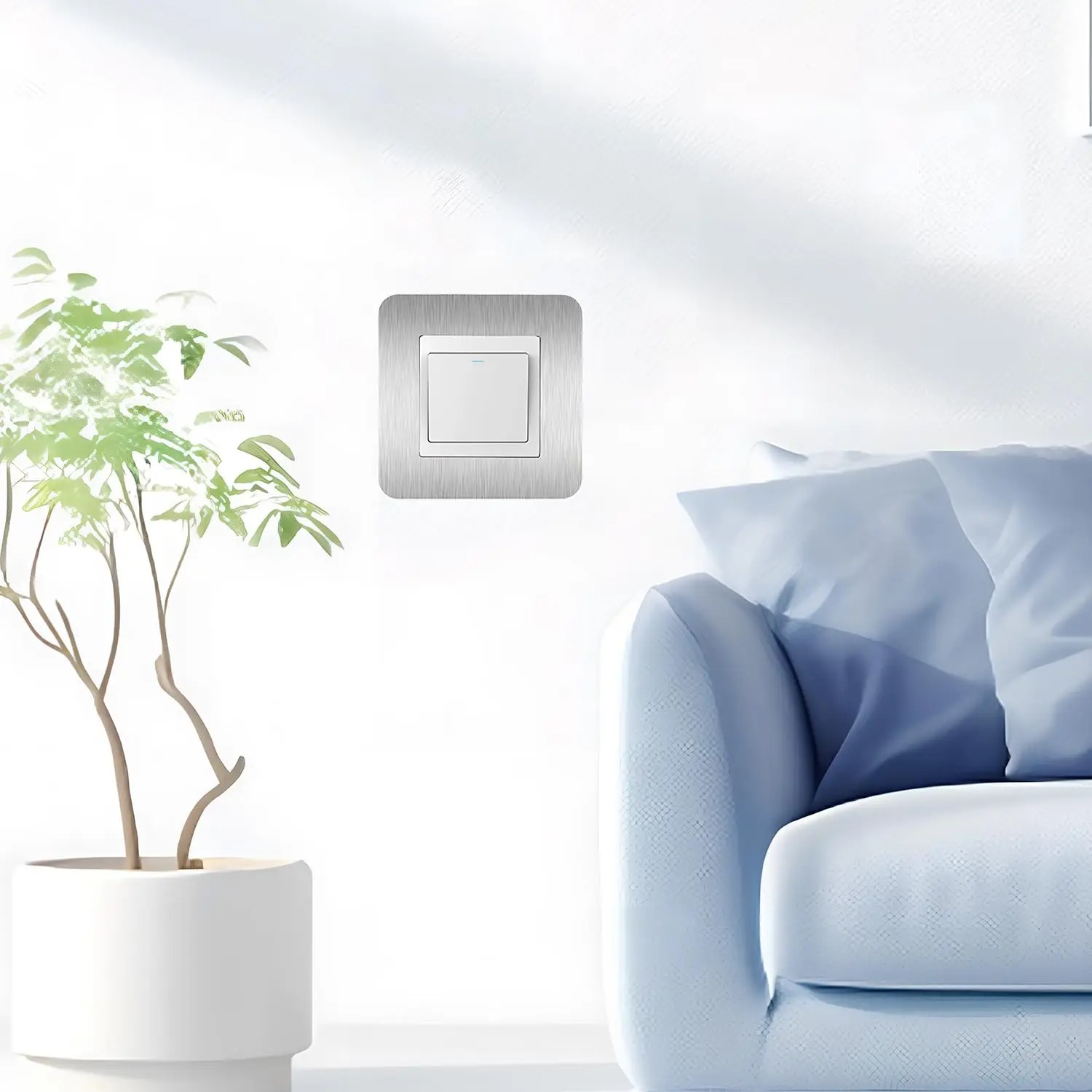 Decor Lighting Uk - 4pcs Silvery Self-Adhesive Light Switch Surround
