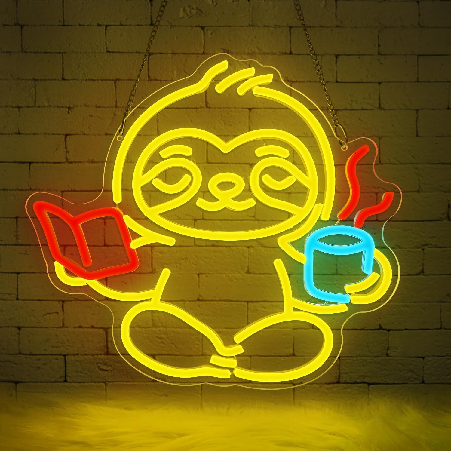 Lighting Decor In Room - Sloth Neon Sign USB Dimmable LED