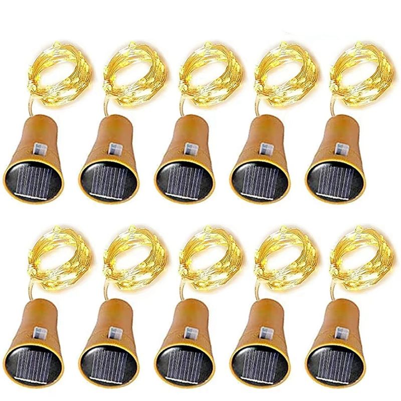 Decor Lighting Cork - A20F-10Pcs Solar Wine Bottle String Light