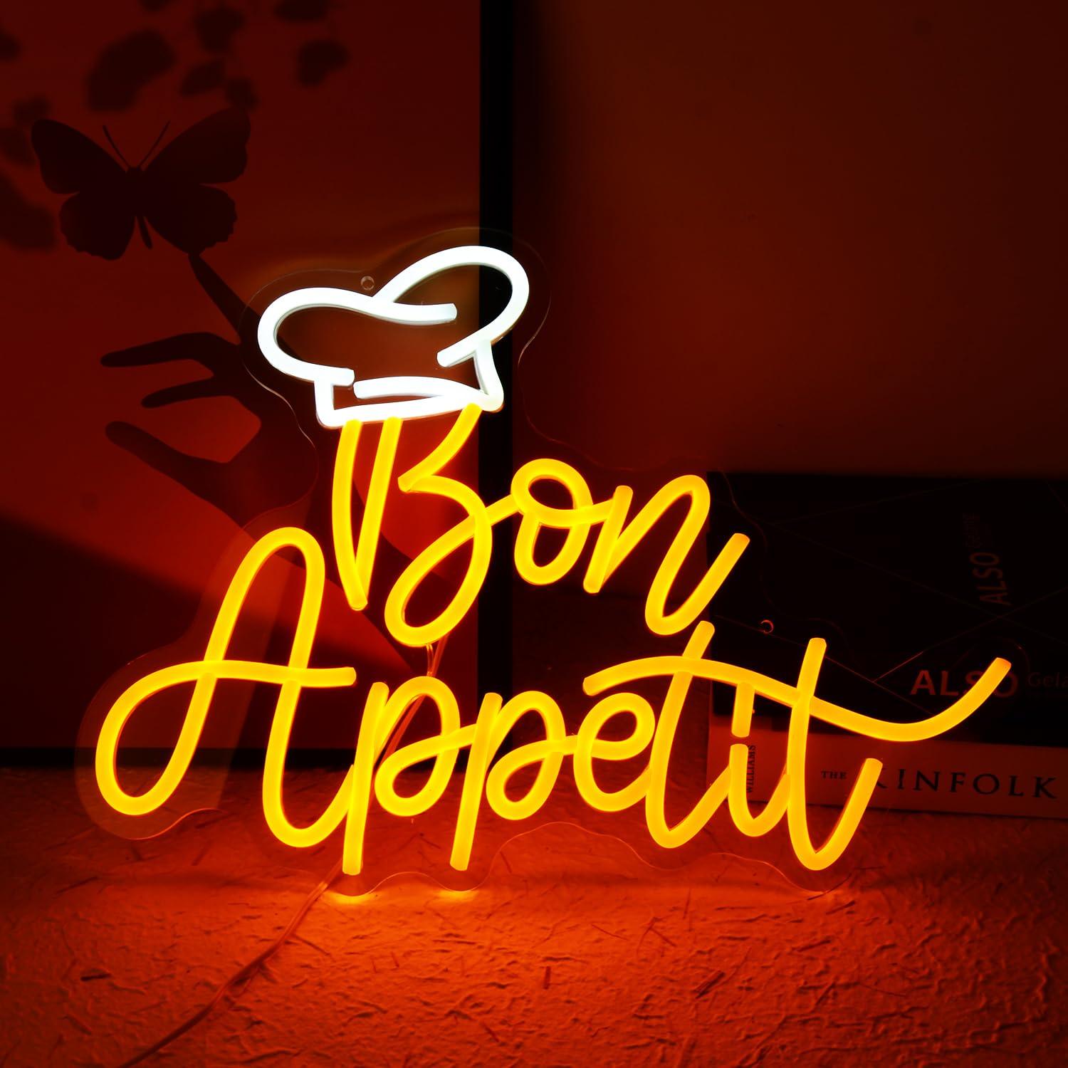Lighting Decor In Room - Bon Appetit Chef Hat Neon Sign