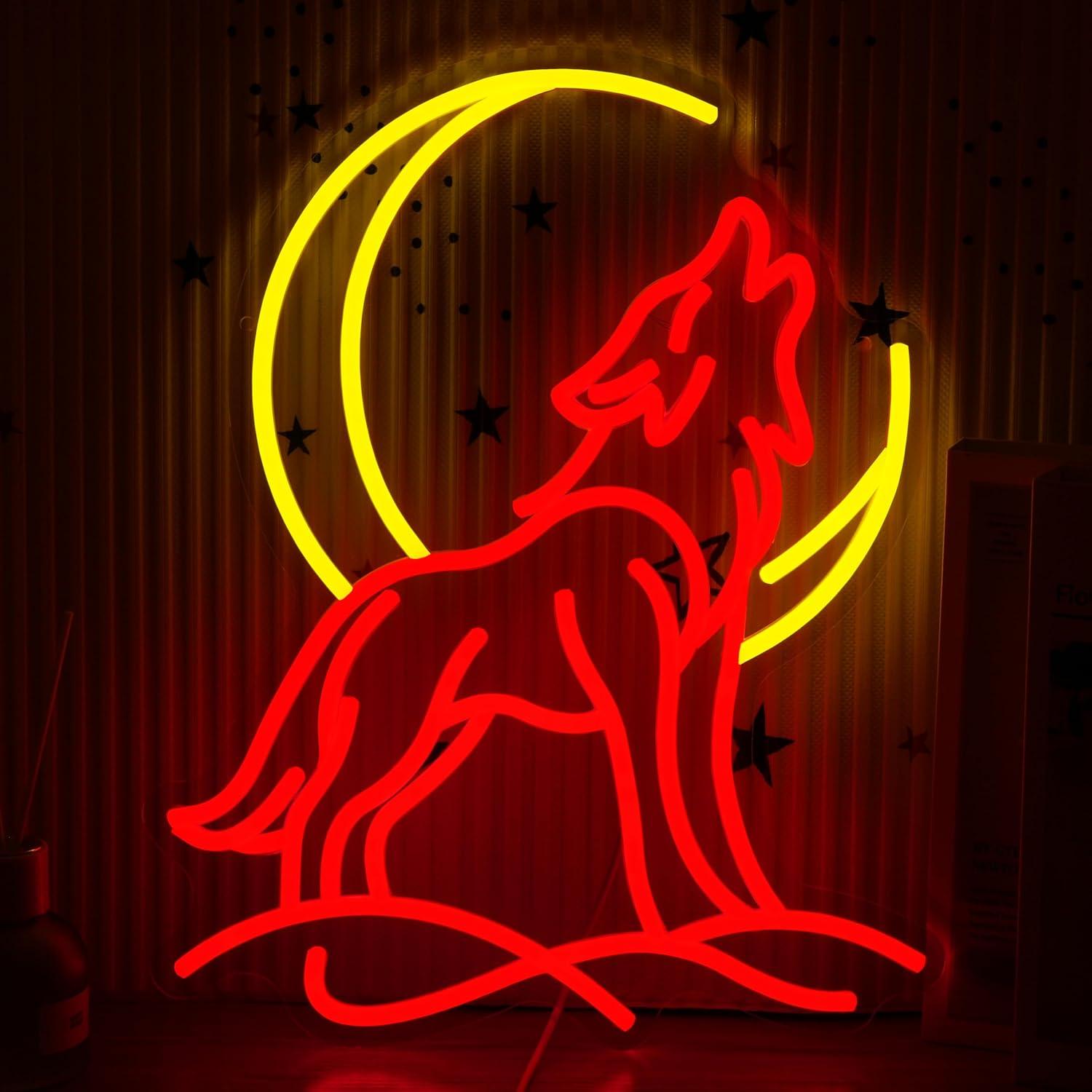 Room Lighting Bedroom Decor - Howling Wolf Neon Sign Dimmable LED