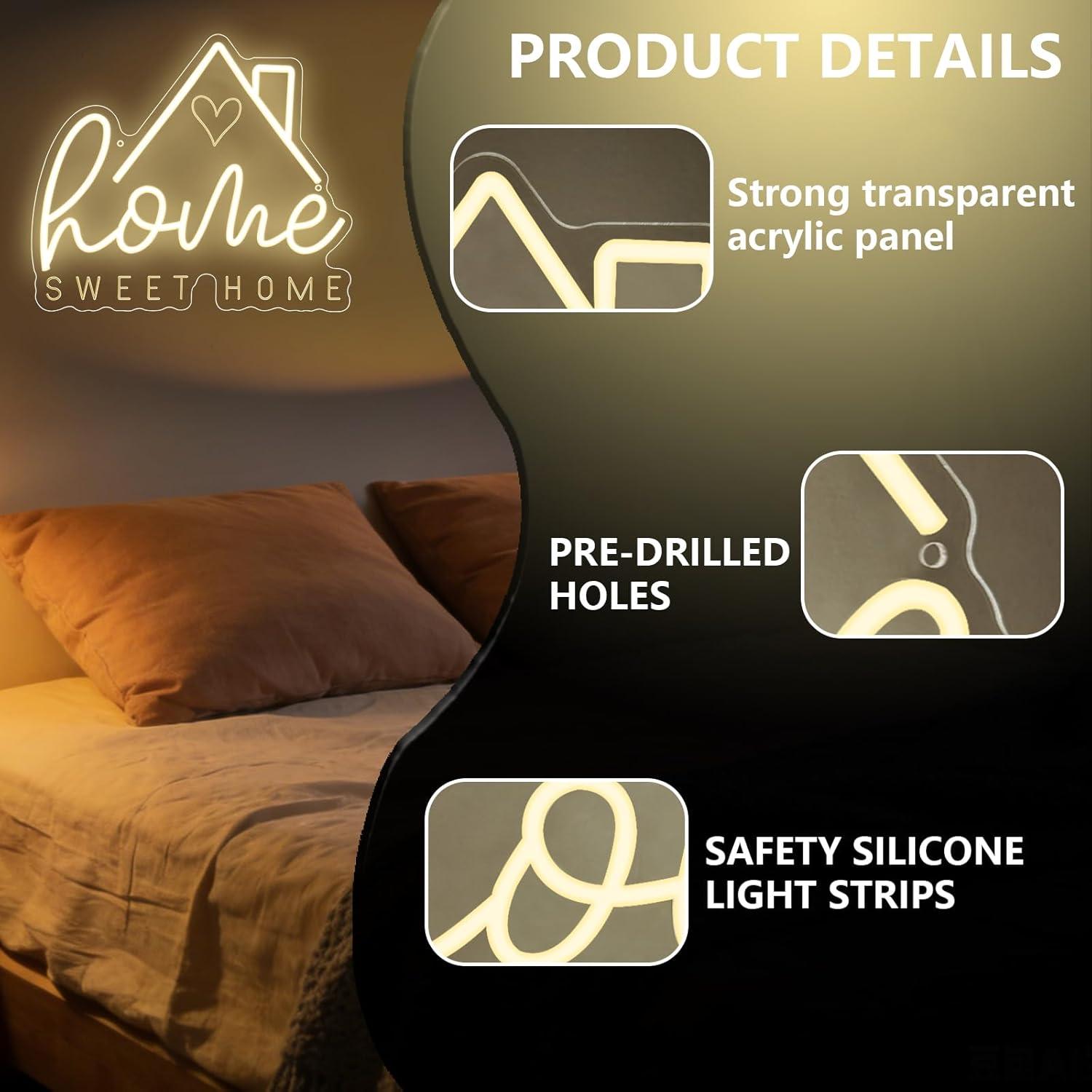 Sweet Home Neon Sign USB Dimma - Lighting Decor In Room ulasan dan harga