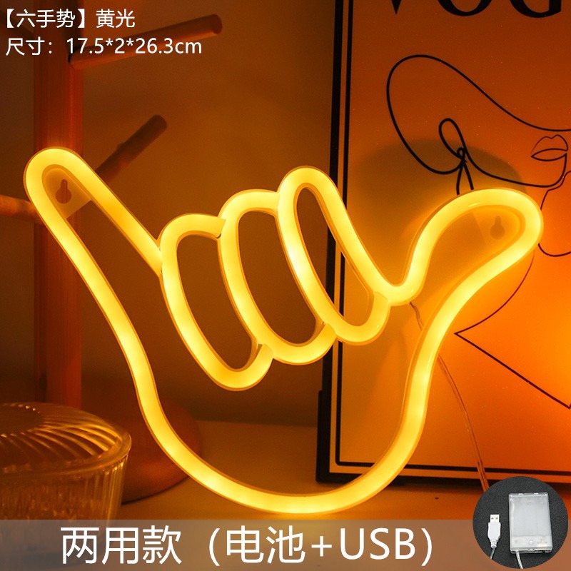 LED Neon Sign Peace Hand Win V - Ok Lighting Decor ulasan dan harga