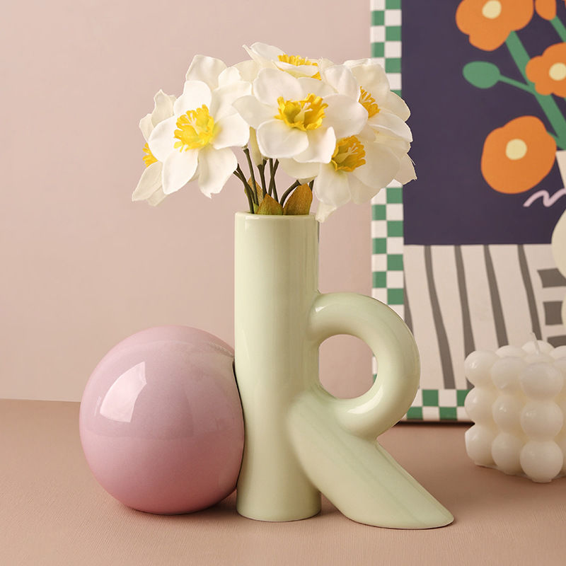 4Colors OK-Shaped Ceramic Vase - Ok Lighting Decor ulasan dan harga