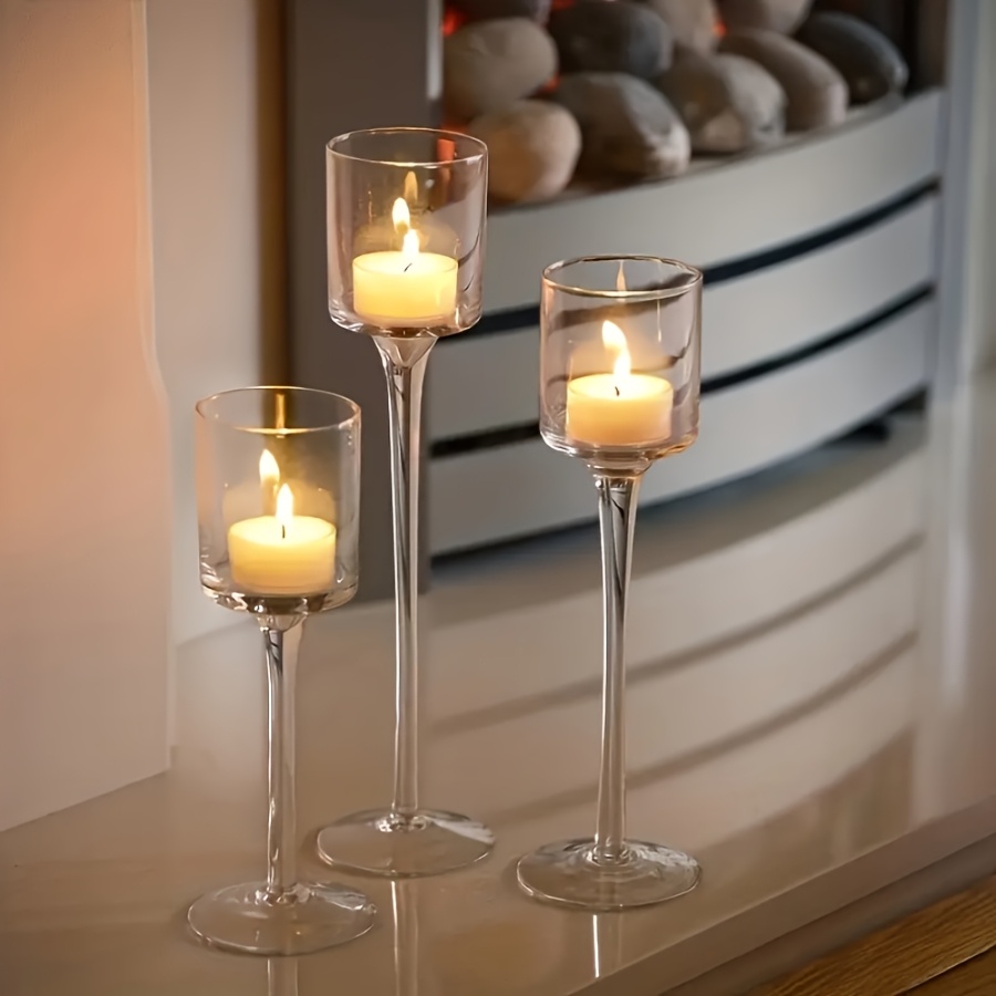 3PCS Transparent Glass Candle  - Candle Holder Set ulasan dan harga