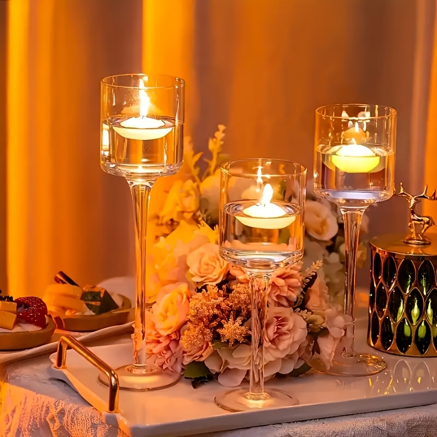 3PCS Transparent Glass Candle  - Candle Holder Set ulasan dan harga