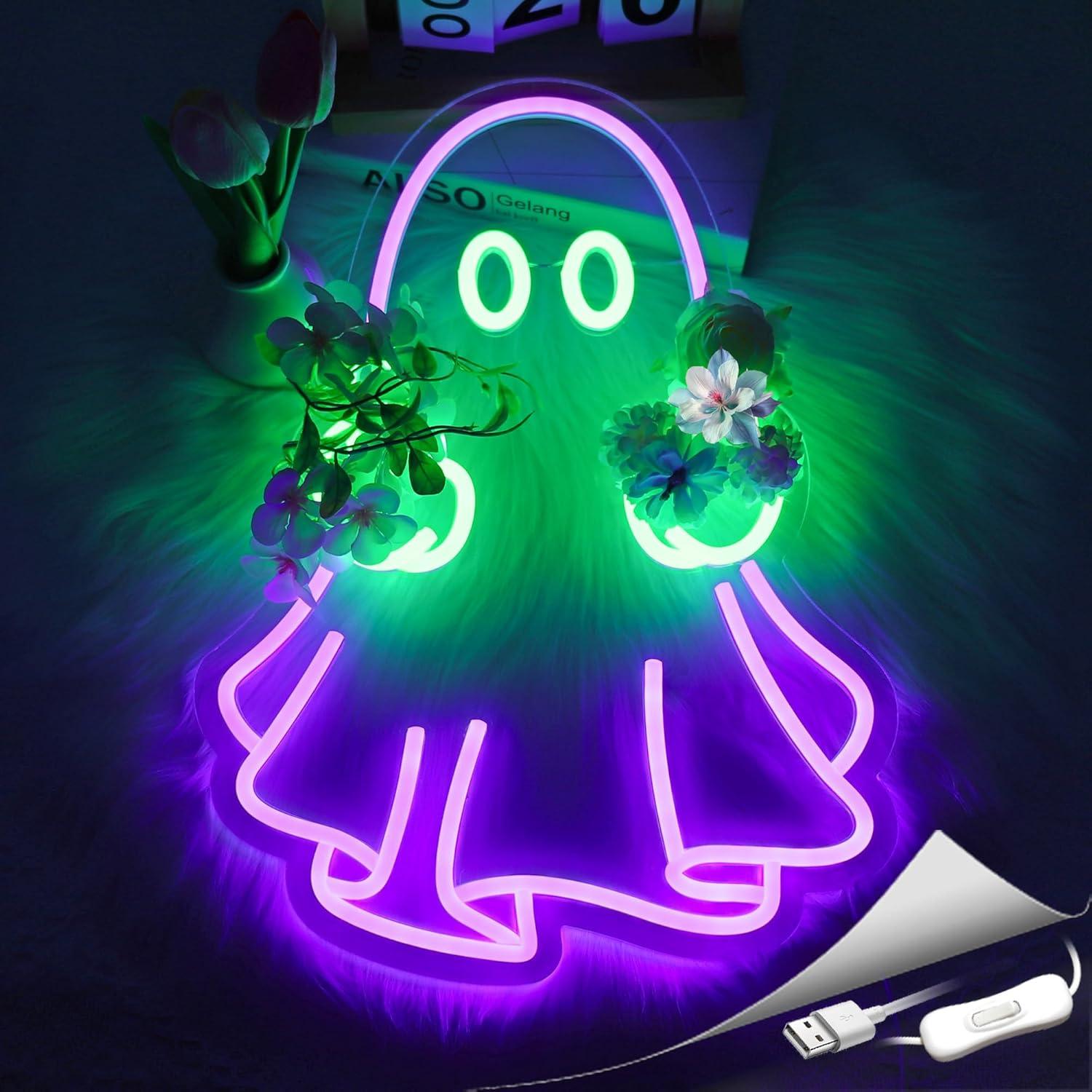 Ghost Neon Sign USB Powered LE - Lighting Decor In Room ulasan dan harga