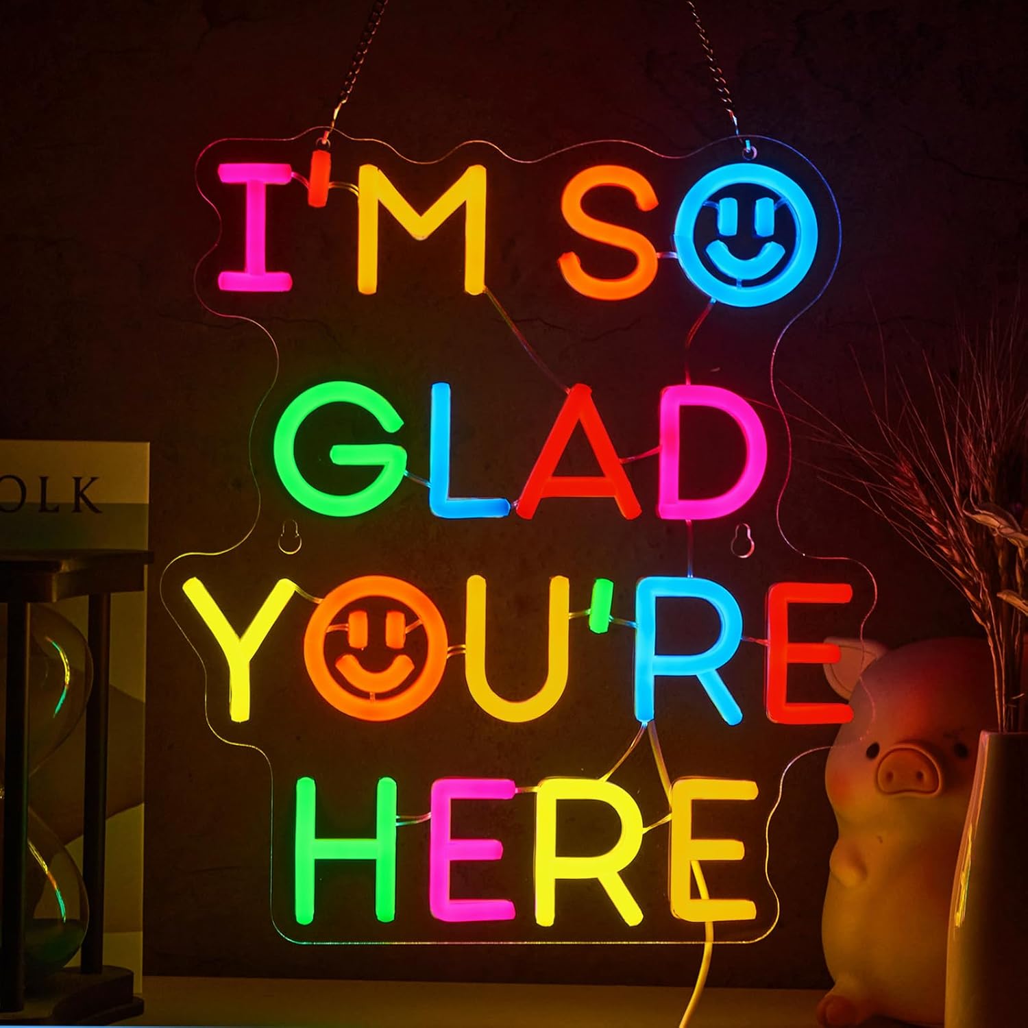  I'm So Glad You‘re Here Neon - Lighting Decor In Room ulasan dan harga