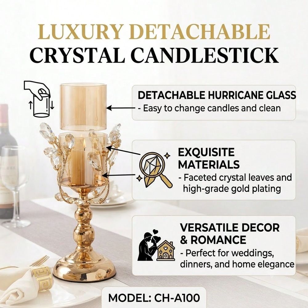 Gold Crystal Candle Holder Set - Candle Holder Set ulasan dan harga