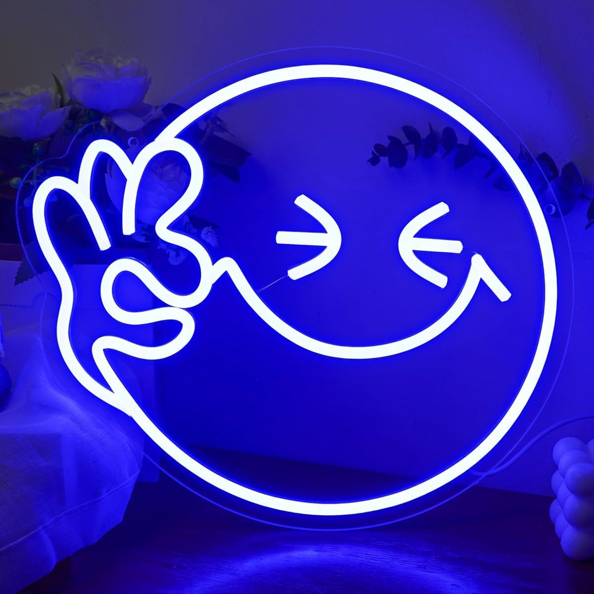 Emoji Smile OK  Neon Sign USB  - Ok Lighting Decor ulasan dan harga