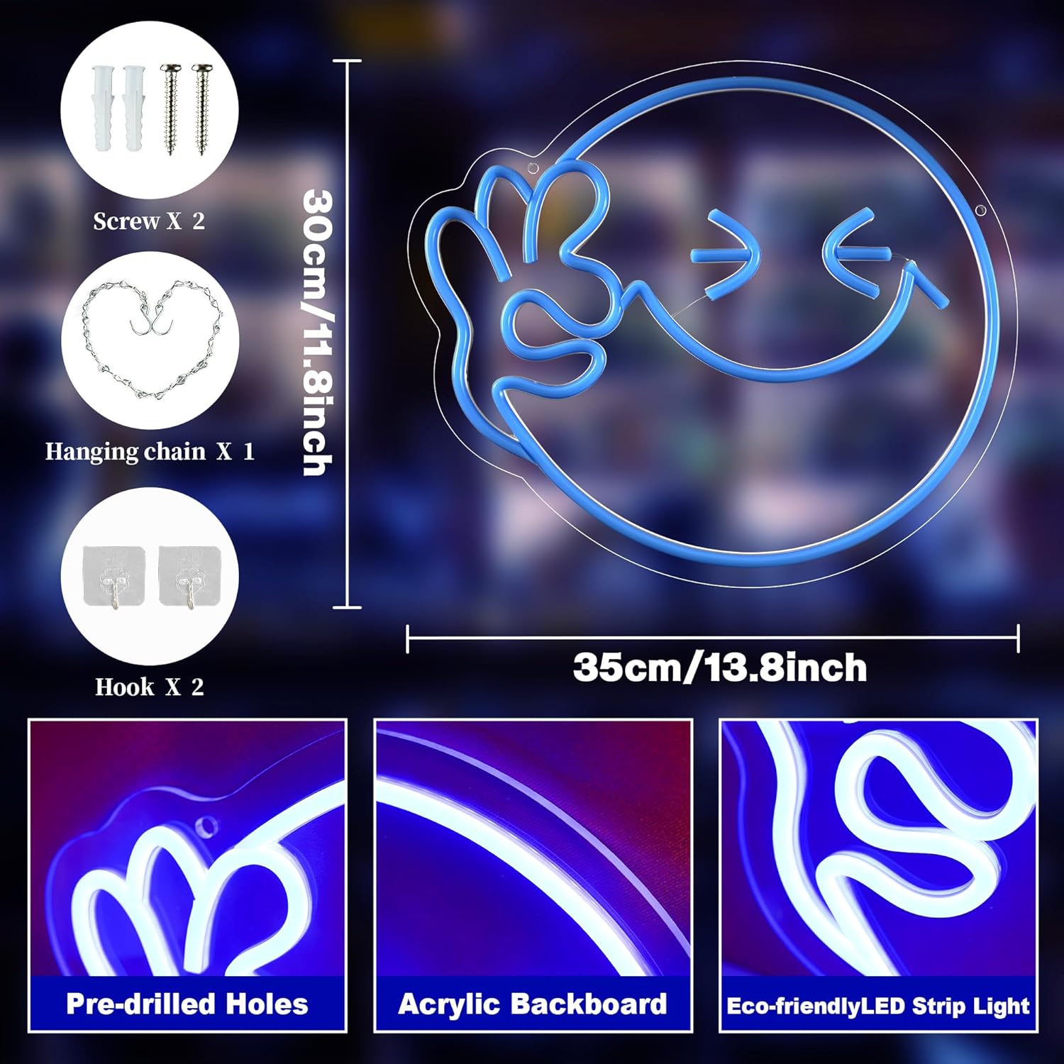 Emoji Smile OK  Neon Sign USB  - Ok Lighting Decor ulasan dan harga