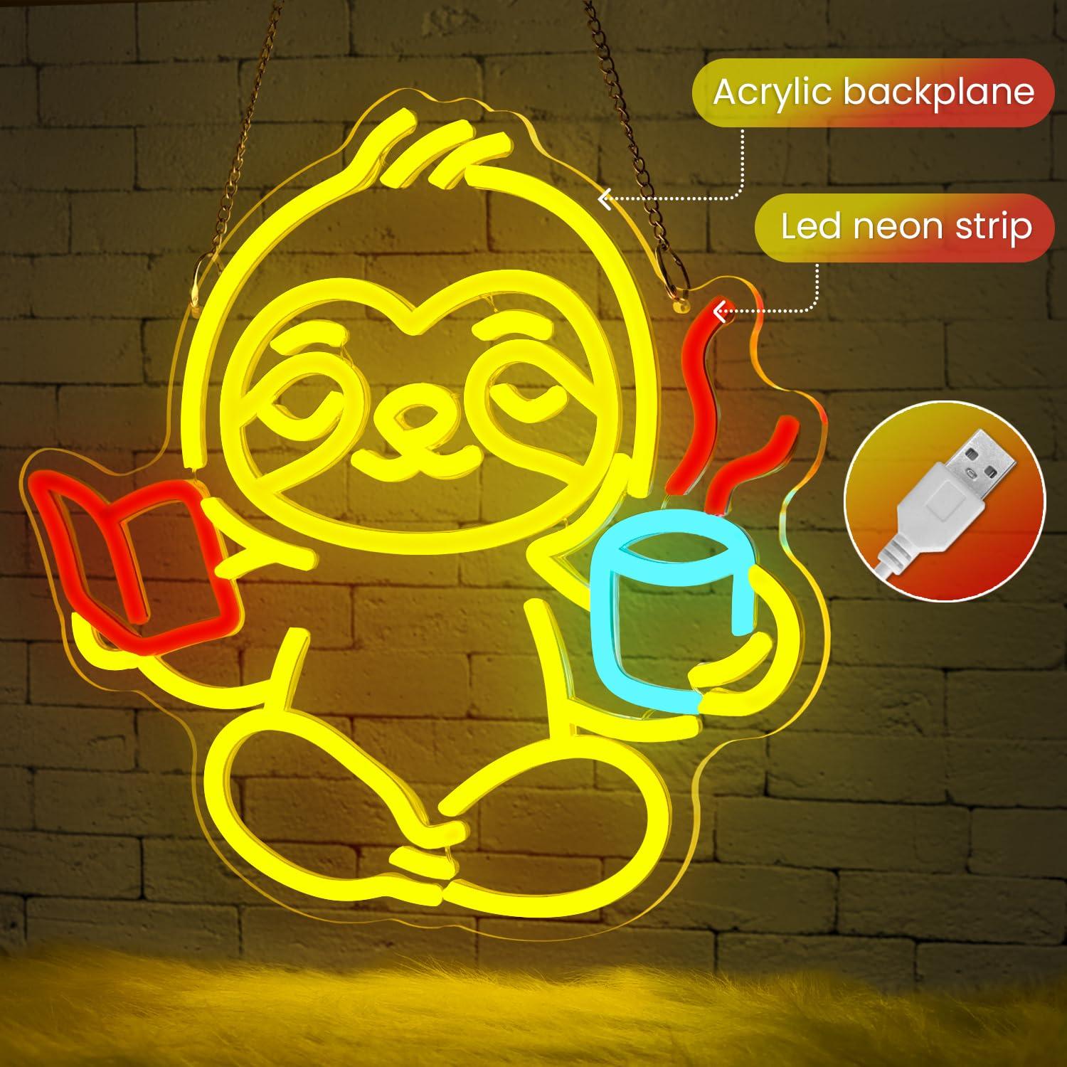 Sloth Neon Sign USB Dimmable L - Lighting Decor In Room ulasan dan harga