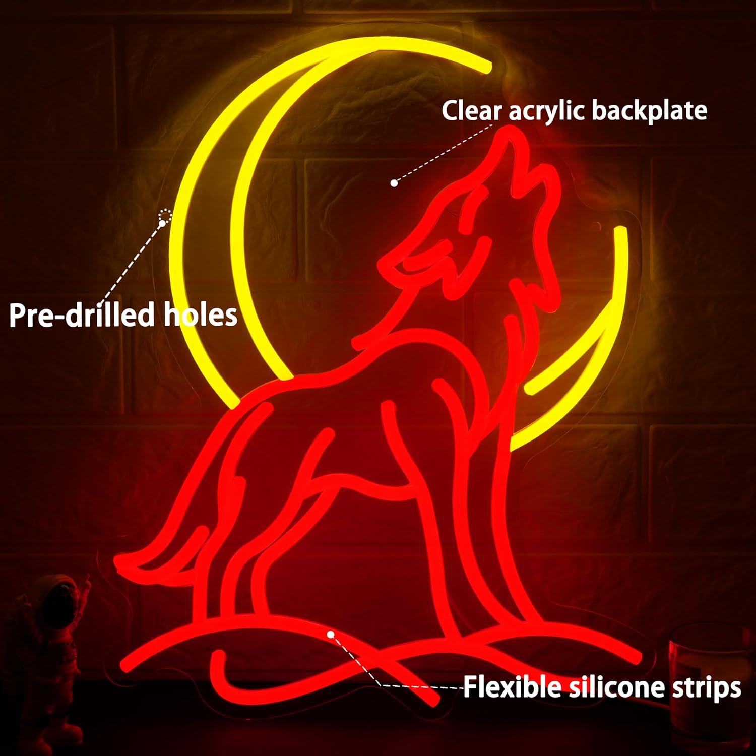 Howling Wolf Neon Sign Dimmabl - Room Lighting Bedroom Decor ulasan dan harga