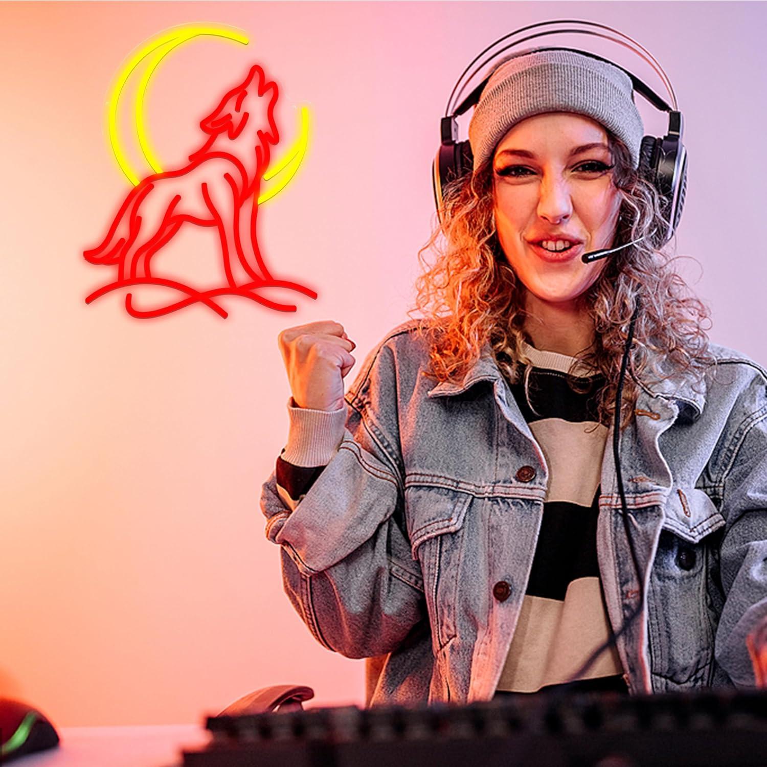 Howling Wolf Neon Sign Dimmabl - Room Lighting Bedroom Decor ulasan dan harga